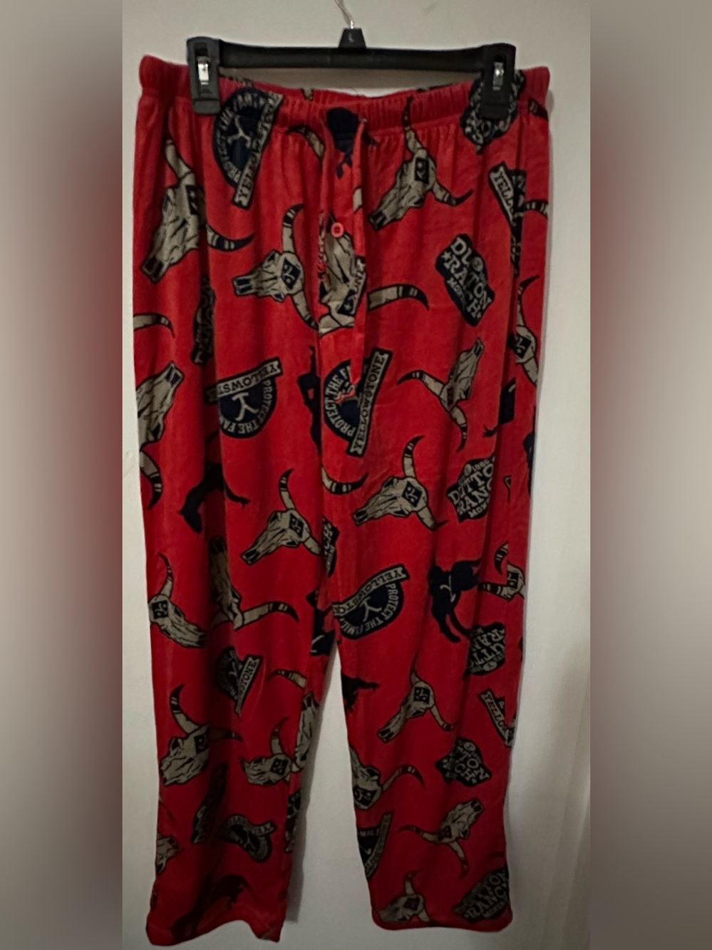 Yellowstone Fleece Lounge Pajama Pants Red Cowboy Ranch Men's Large Western
